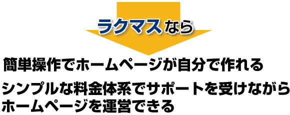 だからラクマスなら、集客できるホームページが自分で作れる！簡単な上に、コストも下がる！